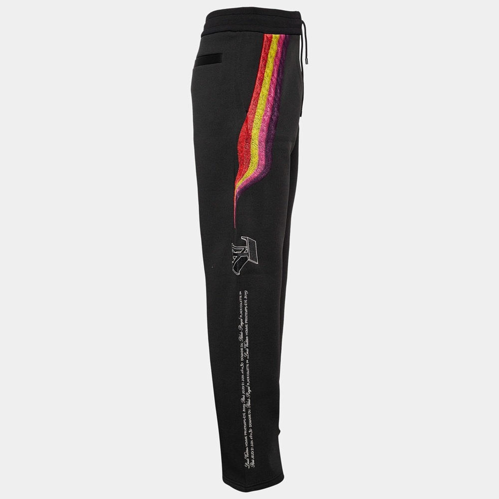 Louis Vuitton Embroidered Black Track Pants Virgil Abloh SS19 Runway 1A53OK NEW